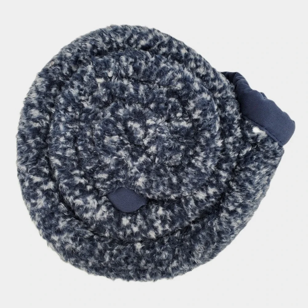 Columbia Super Cozy Sherpa Throw Blanket Navy Blue Faux Suede Trim 50x60 New